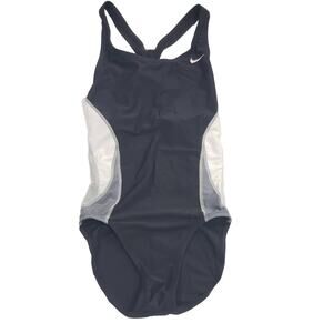 Nike Fastback Aquatic Suit Black & Gray One Piece Racer Back Bathing Suit Size 4